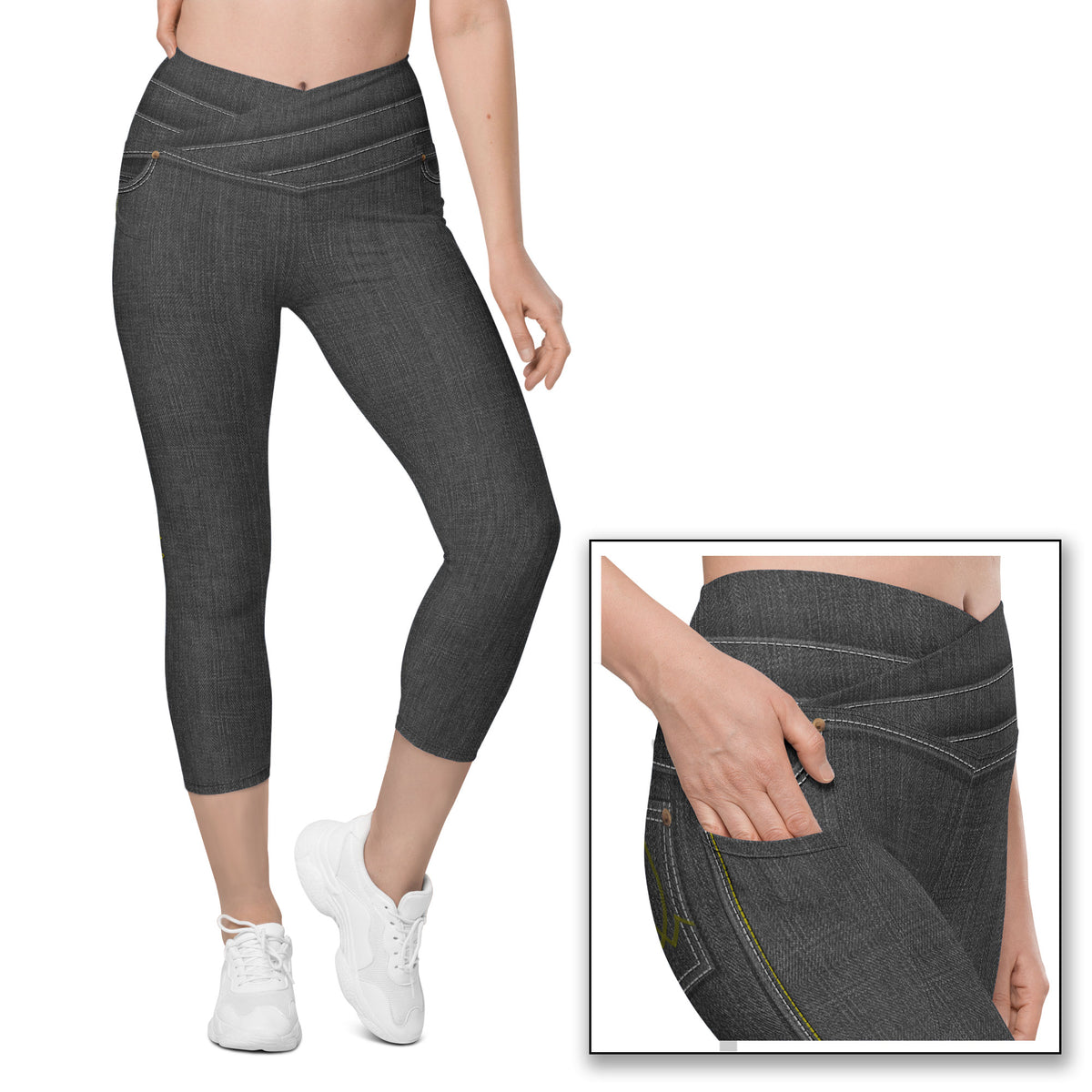 Black Denim Capris w/Pockets