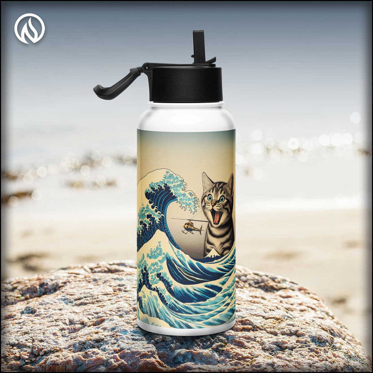 Catzilla 32oz Stainless Steel Water Bottle with Straw Lid