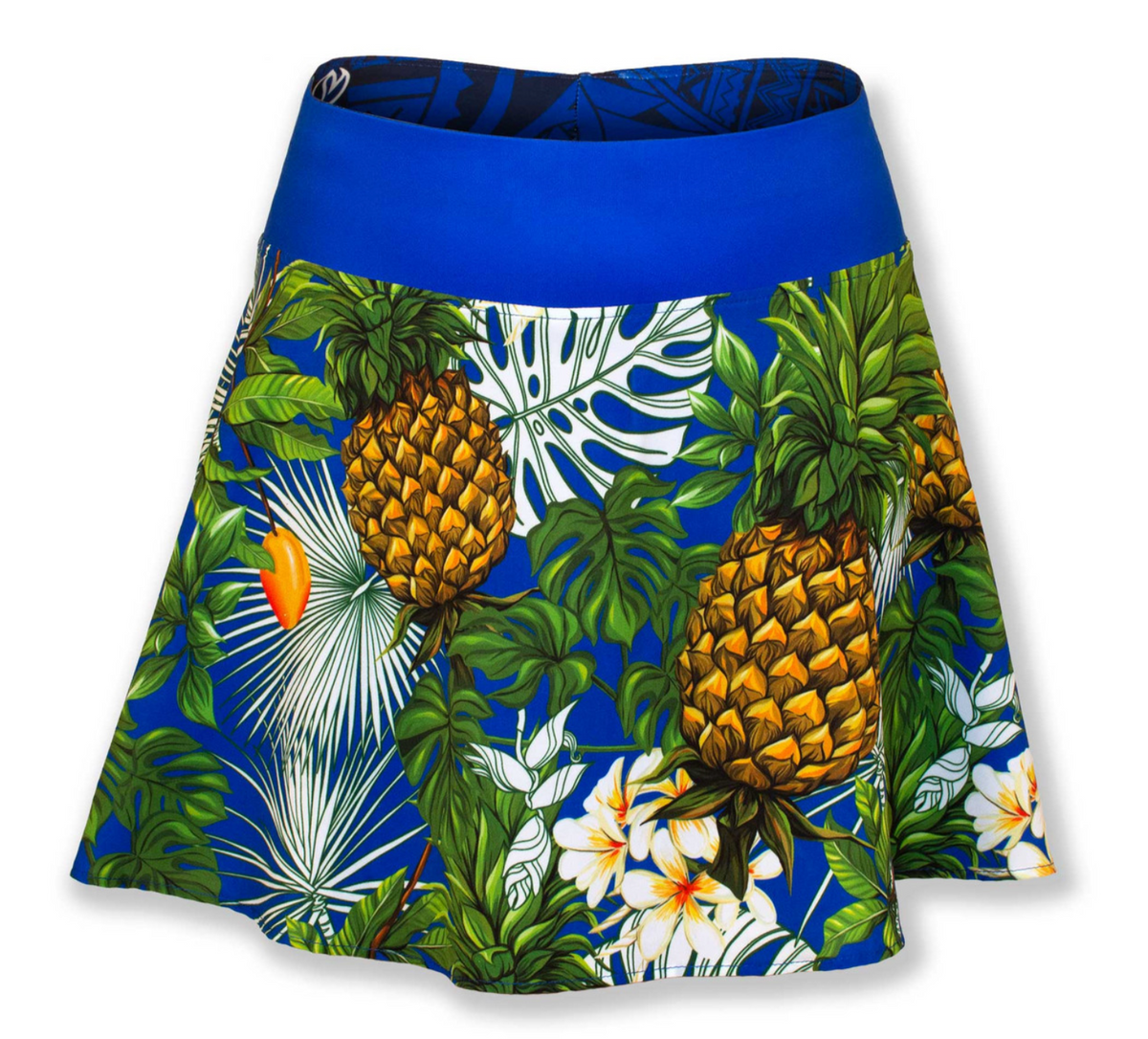 Women's Tropical Pineapple Flare Skirt with 5 Inch Shorts