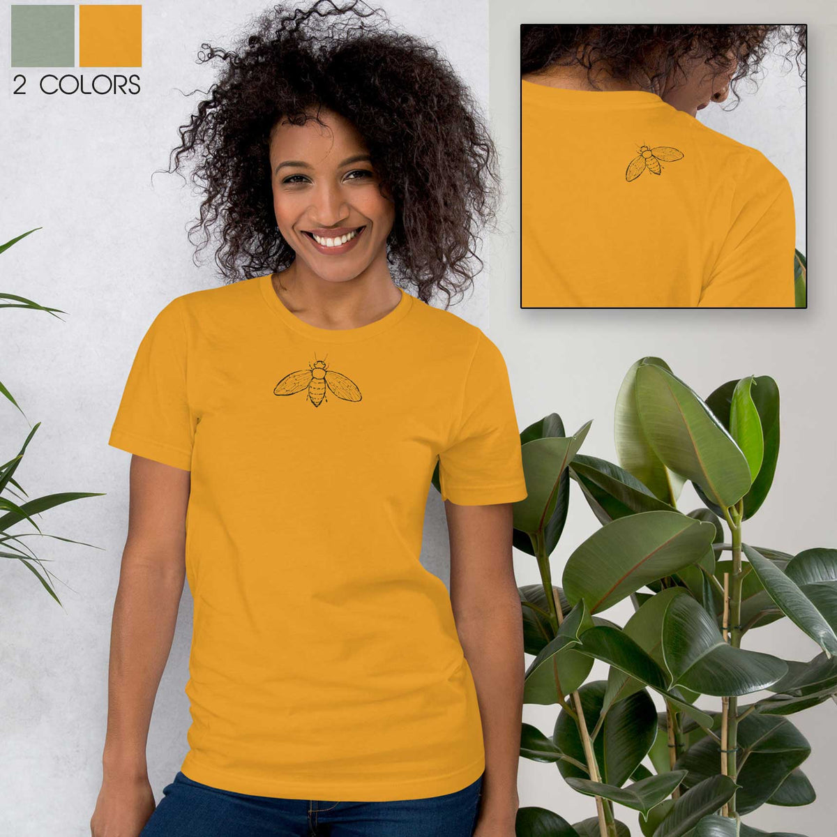 Just Bee Unisex Cotton T-Shirt - Sage Green Graphic Tee