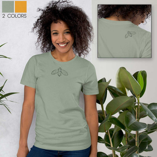 Just Bee Unisex Cotton T-Shirt - Sage Green Graphic Tee