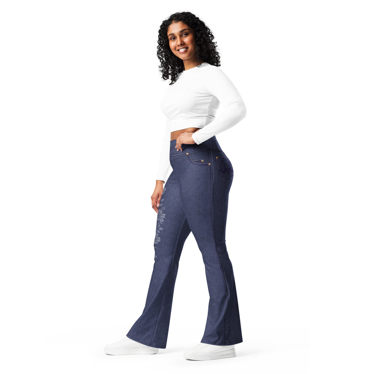 Floral Fade Denim Yoga Pants