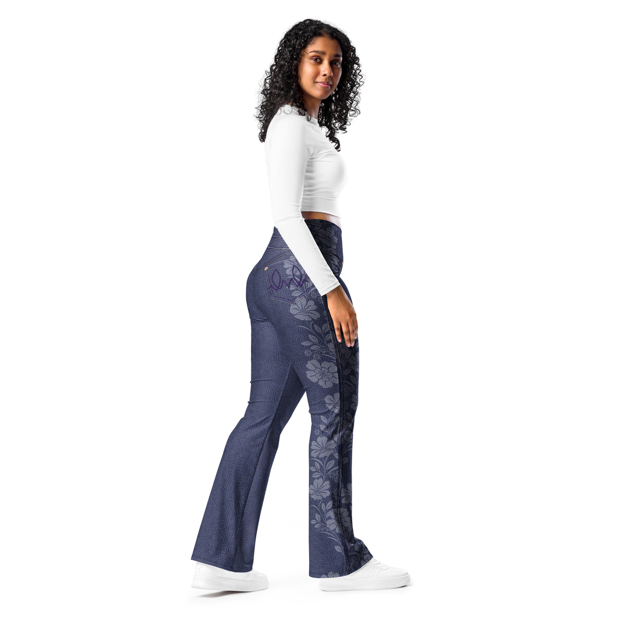 Floral Fade Denim Yoga Pants