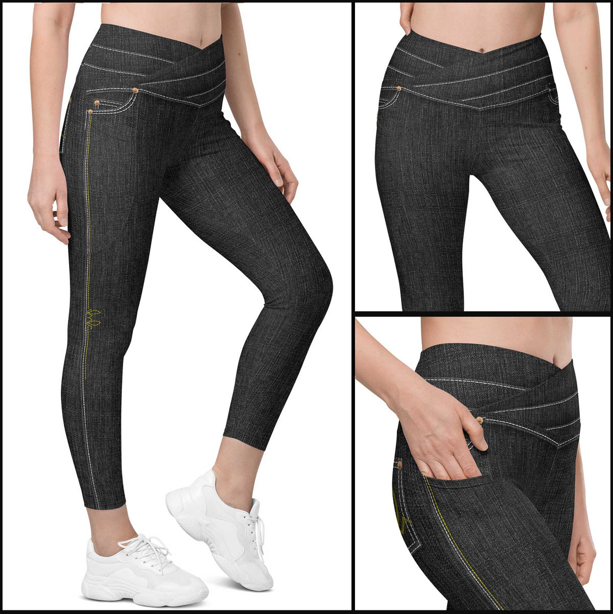 Black Denim Tights w/Pockets