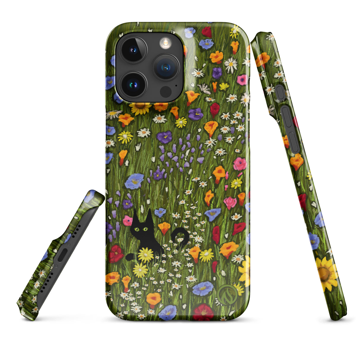 Flower Cat Phone Case for iPhone - Wildflower Floral Cat Design