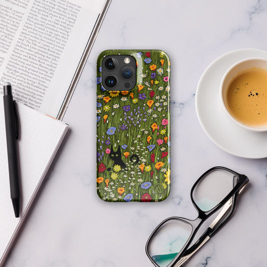 Flower Cat Phone Case for iPhone - Wildflower Floral Cat Design