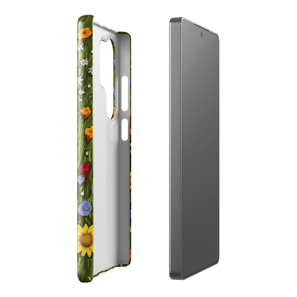 Flower Cat Phone Case for Samsung Galaxy - Wildflower Floral Cat Design