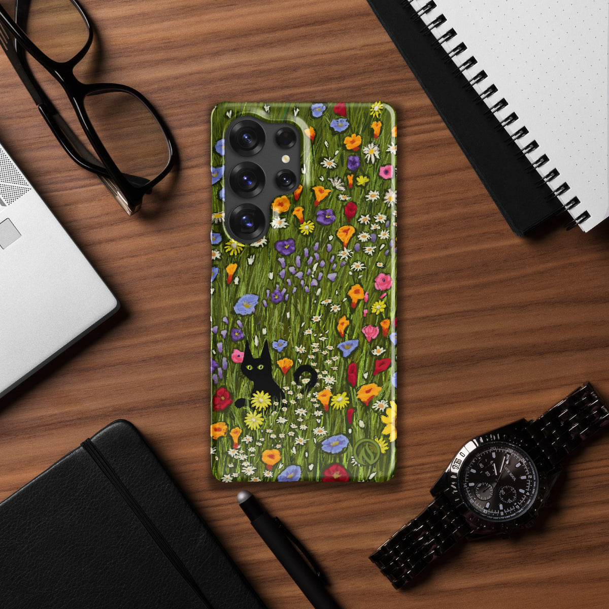 Flower Cat Phone Case for Samsung Galaxy - Wildflower Floral Cat Design
