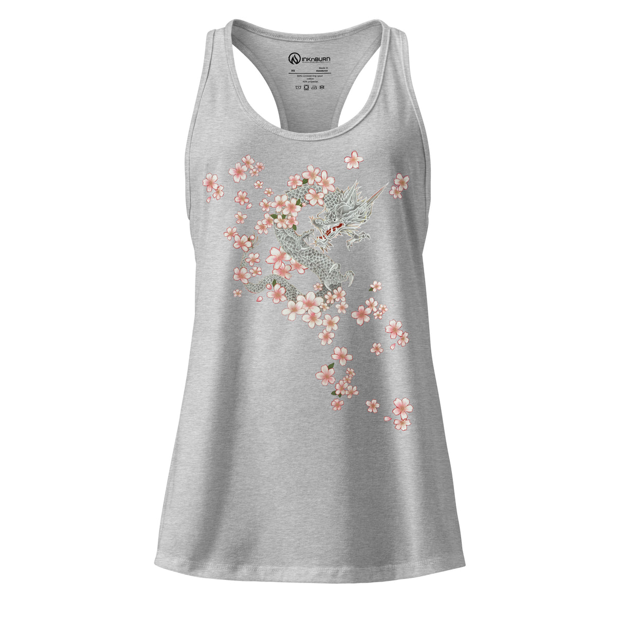 Sakura Dragon Racerback Tank Top for Women - Cherry Blossom Design